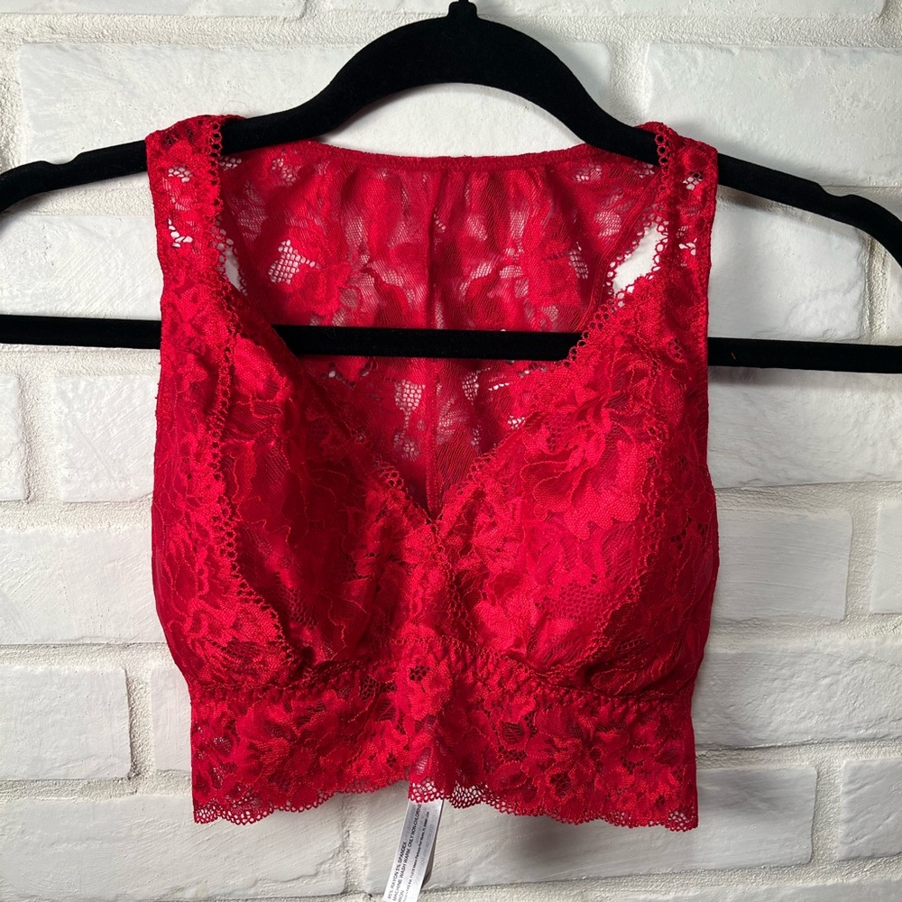NWT Soma Embraceable Signature Lace Pull On Bralette S Small Raphael Red #0370